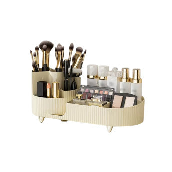 360 Rotating Makeup Organizer for Vanity with Brush Holder