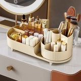 360 Rotating Makeup Organizer for Vanity with Brush Holder