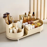 360 Rotating Makeup Organizer for Vanity with Brush Holder