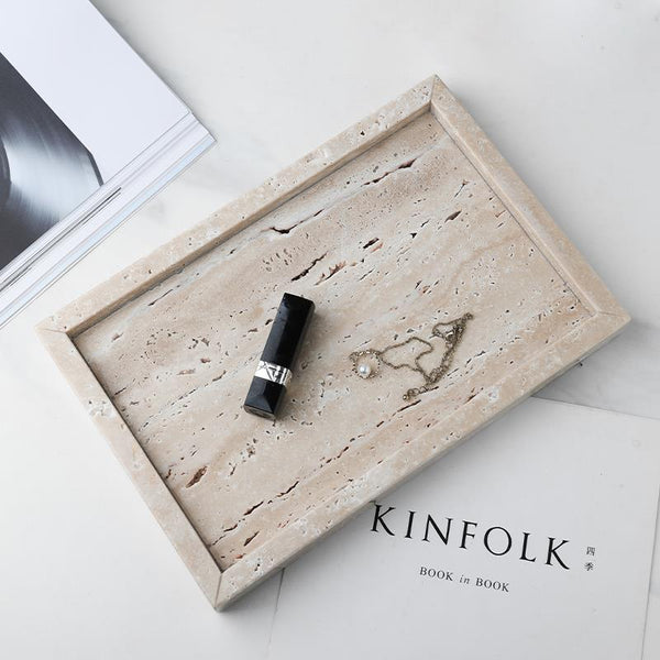 Travertine Decorative Plate & Storage Tray