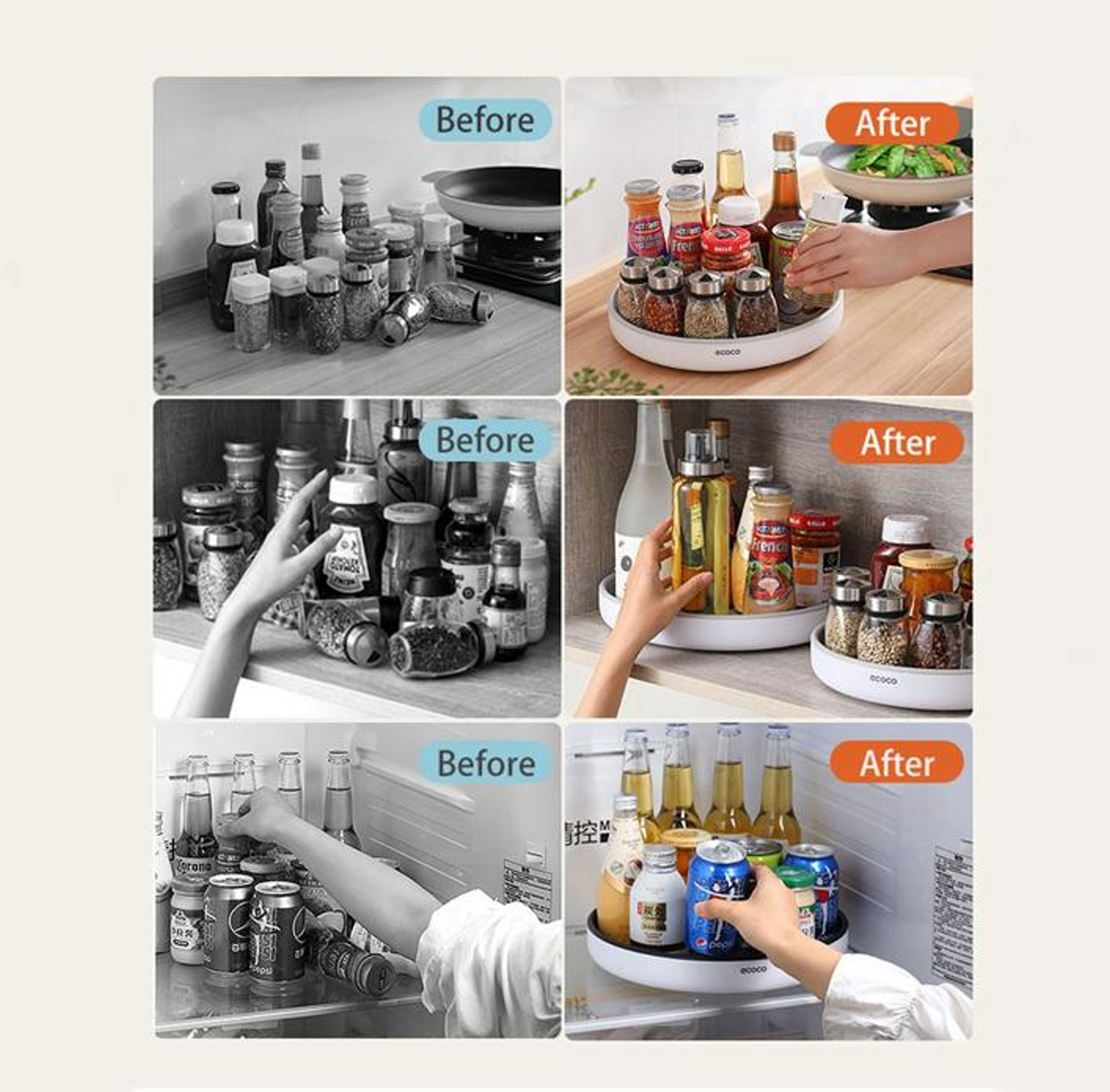 Grey Ecoco Kitchen Rotating Condiment Tray