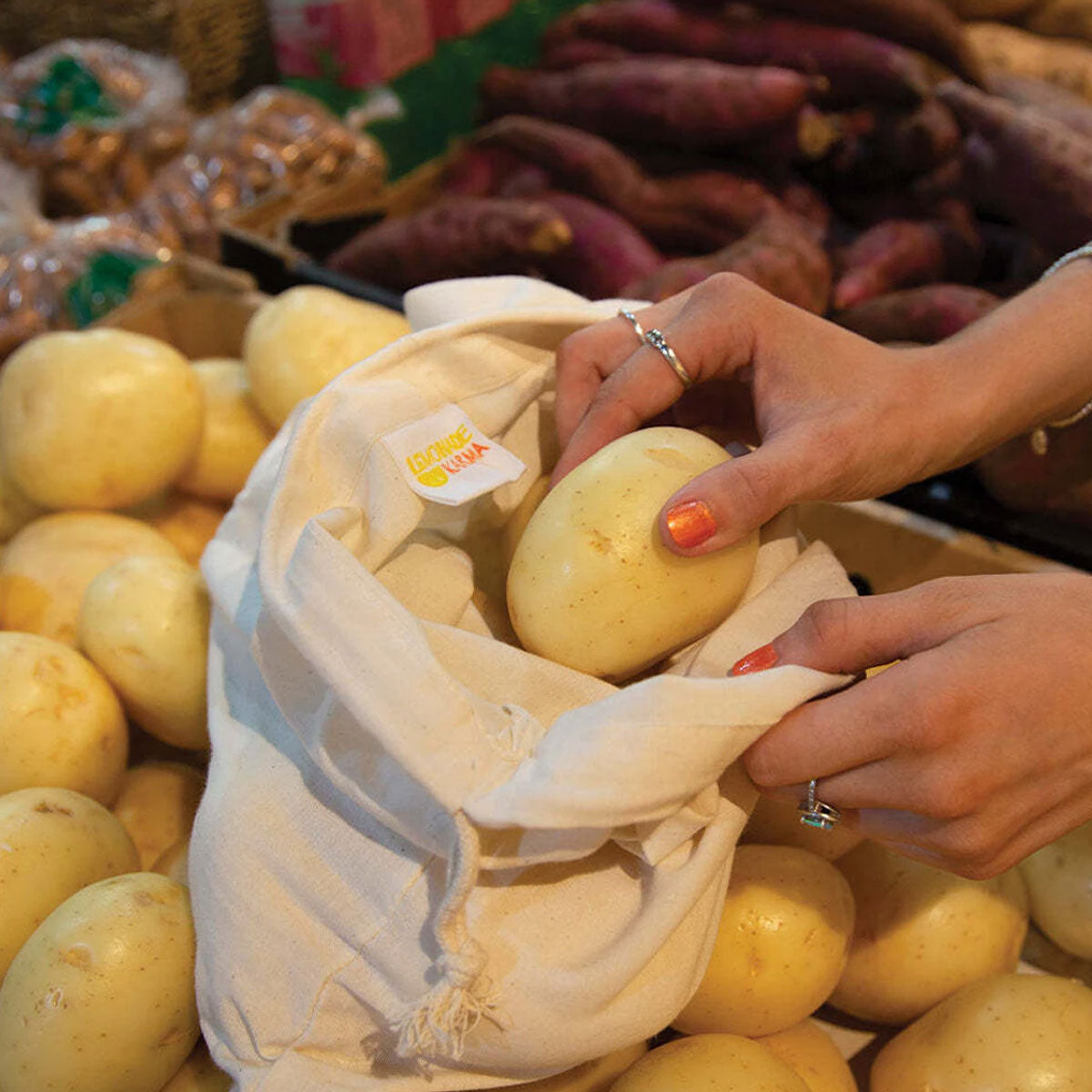 4pk Natural Muslin Storage Bag set