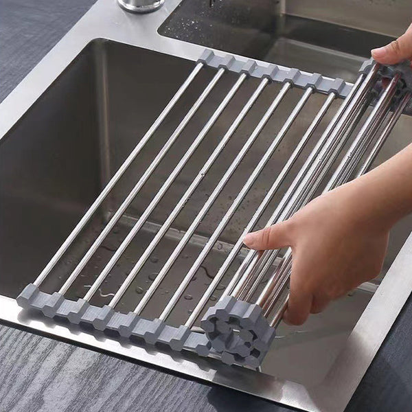 Medium Stainless Steel Roll-Up Dish Drying Rack - Medium: 47x30cm