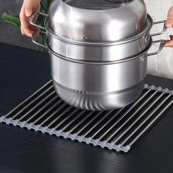 Medium Stainless Steel Roll-Up Dish Drying Rack - Medium: 47x30cm