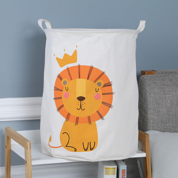 Lion Canvas Laundry Storage Basket