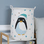 Penguins Canvas Laundry Storage Basket