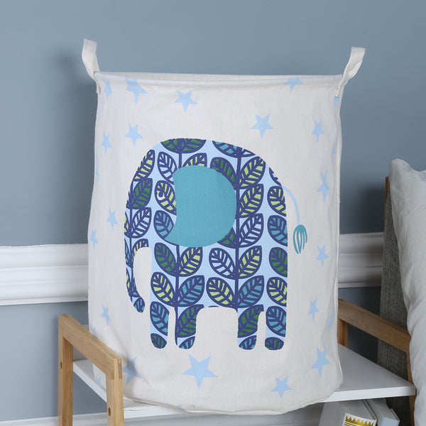 Elephants Canvas Laundry Storage Basket