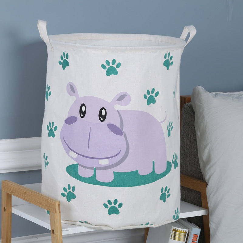 Hippo Canvas Laundry Storage Basket
