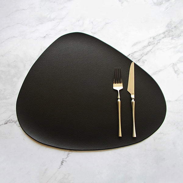 Set of 4 Black Vegan Leather Placemats