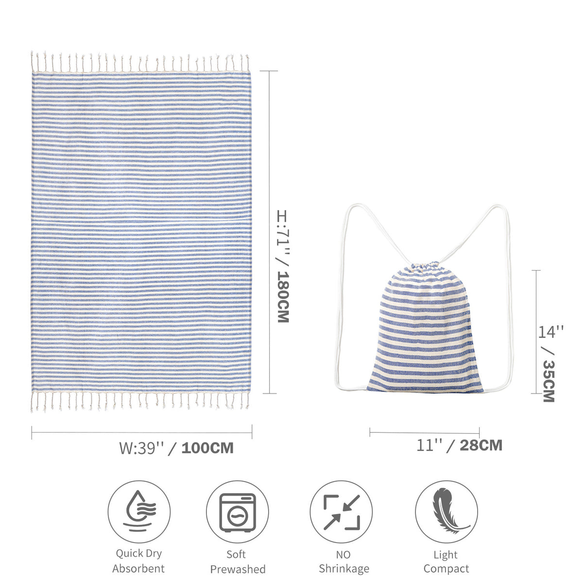 Blue Chic Lightweight Drawstring Bucket Bag